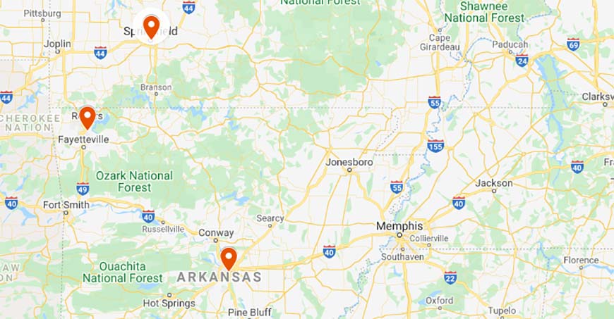 Service Area Map Missouri Arkansas